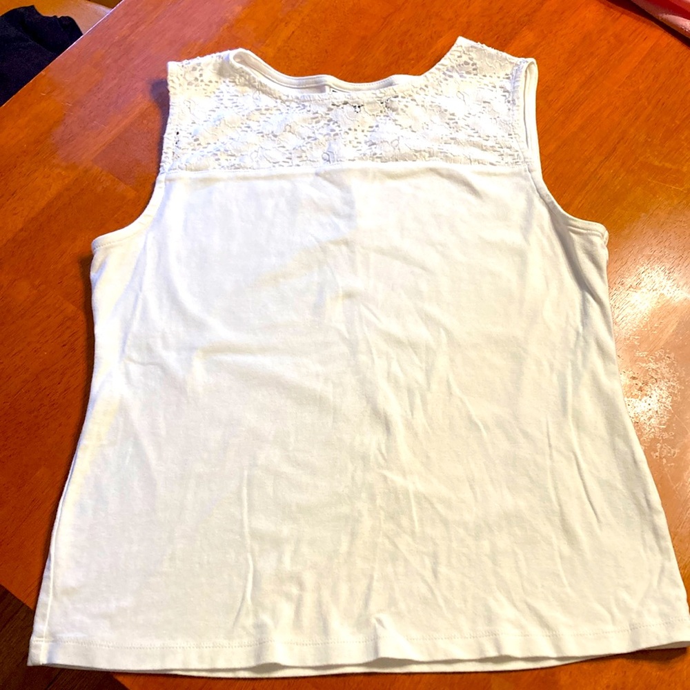 White Lace Detail Sleeveless Top